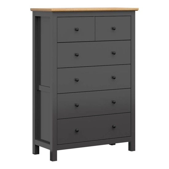 Комод HESEN 101 см, 6 ящиков, графитовый с дубом артисан