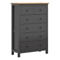 Chest of drawers HESEN 101 cm, 6 drawers, graphite with artisan oak