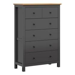 Комод HESEN 101 см, 6 ящиков, графитовый с дубом артисан