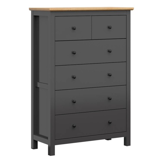 Комод HESEN 101 см, 6 ящиков, графитовый с дубом артисан Комод HESEN 101 см, 6 ящиков, графитовый с дубом артисан