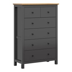 Комод HESEN 101 см, 6 ящиков, графитовый с дубом артисан