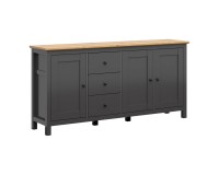 Chest of drawers HESEN 199 cm, 3 doors and 3 drawers, graphite with artisan oak