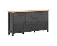 Комод HESEN 186 см, 2 двери и 3 ящика, графитовый с дубом артисан