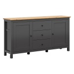 Комод HESEN 186 см, 2 двери и 3 ящика, графитовый с дубом артисан