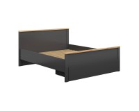 Bed HESEN 160 x 200, graphite with artisan oak