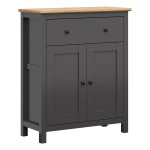 Chest of drawers HESEN 101 cm, 2 doors and 1 drawer, graphite with artisan oak