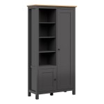 Шкаф книжный HESEN 106 см, 2 двери, графитовый с дубом артисан