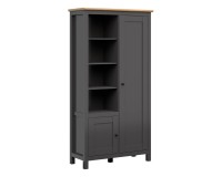 Шкаф книжный HESEN 106 см, 2 двери, графитовый с дубом артисан