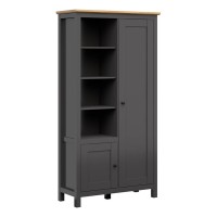 Шкаф книжный HESEN 106 см, 2 двери, графитовый с дубом артисан