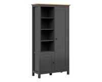 Шкаф книжный HESEN 106 см, 2 двери, графитовый с дубом артисан