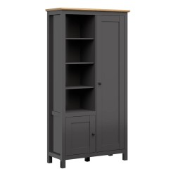 Шкаф книжный HESEN 106 см, 2 двери, графитовый с дубом артисан