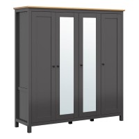 Wardrobe HESEN 197 cm, graphite with artisan oak