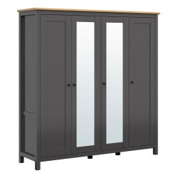 Wardrobe HESEN 197 cm, graphite with artisan oak