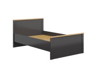 Bed HESEN 120 x 200, graphite with artisan oak