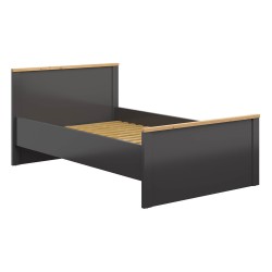Bed HESEN 120 x 200, graphite with artisan oak