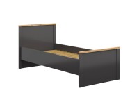 Bed HESEN 90 x 200, graphite with artisan oak