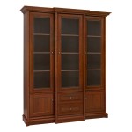 Display cabinet KENT 168 cm, 3 glass doors and 2 drawers, chestnut