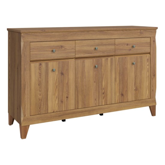Chest of drawers BERGEN 156 cm, 3 doors and 3 drawers, light sibiu larch