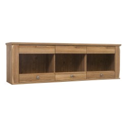 Wall cabinet BERGEN 156 cm, 3 glass doors, light sibiu larch