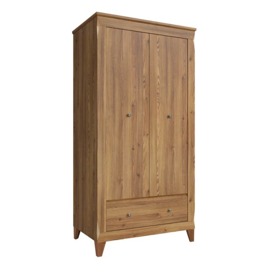 Wardrobe BERGEN 102 cm, 2 doors and 1 drawer, light sibiu larch