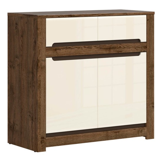 Комод RUSO 104 см, 2 двери и 2 ящика, дуб април с жемчужным глянцем Комод RUSO 104 см, 2 двери и 2 ящика, дуб април с жемчужным глянцем