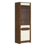 Display cabinet RUSO 69 cm, 1 glass door and 1 door, april oak with pearl gloss