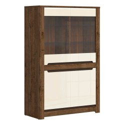 Display cabinet RUSO 104 cm, 2 glass doors and 2 doors, april oak with pearl gloss