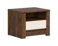 Bedside table RUSO 54 cm, 1 drawer, april oak with pearl gloss