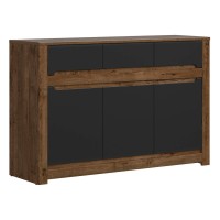 Chest of drawers RUSO 149 cm, 3 doors and 3 drawers, april oak with black