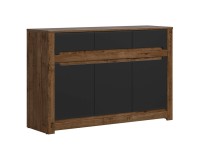 Chest of drawers RUSO 149 cm, 3 doors and 3 drawers, april oak with black Chest of drawers RUSO 149 cm, 3 doors and 3 drawers, april oak with black