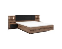 Bed KASSEL 160 x 200, with storage box, monastery oak with black oak