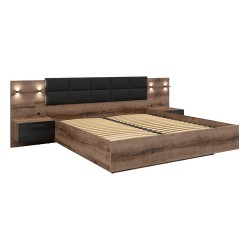 Bed KASSEL 180 x 200, with storage box, monastery oak with black oak