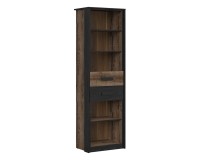 Шкаф книжный KASSEL 60 см, 2 ящика, дуб монастери с дубом чёрным