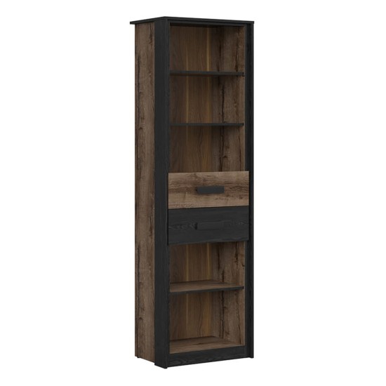 Шкаф книжный KASSEL 60 см, 2 ящика, дуб монастери с дубом чёрным