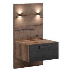 Bedside table KASSEL 50 cm, 1 drawer, monastery oak with black oak, left-hand Bedside table KASSEL 50 cm, 1 drawer, monastery oak with black oak, left-hand