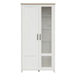 ויטרינה LOKSA 102, 1 דלת ו 1 דלת זכוכית, אורן אנדרסן לבן עם אלון גרנדסון
