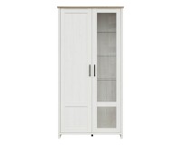ויטרינה LOKSA 102, 1 דלת ו 1 דלת זכוכית, אורן אנדרסן לבן עם אלון גרנדסון