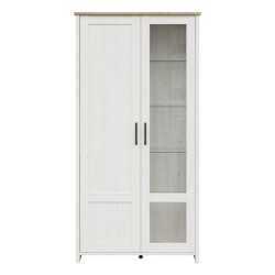 ויטרינה LOKSA 102, 1 דלת ו 1 דלת זכוכית, אורן אנדרסן לבן עם אלון גרנדסון ויטרינה LOKSA 102, 1 דלת ו 1 דלת זכוכית, אורן אנדרסן לבן עם אלון גרנדסון