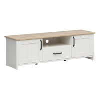 TV unit LOKSA 160 cm, 2 doors and 1 drawer, white andersen pine with grandson oak