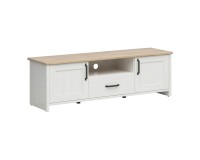 TV unit LOKSA 160 cm, 2 doors and 1 drawer, white andersen pine with grandson oak