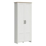 Wardrobe LOKSA 85 cm, 2 doors, white andersen pine with grandson oak