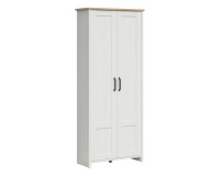 Wardrobe LOKSA 85 cm, 2 doors, white andersen pine with grandson oak