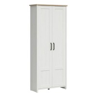 Wardrobe LOKSA 85 cm, 2 doors, white andersen pine with grandson oak