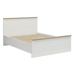 Bed LOKSA 160 x 200, white andersen pine with grandson oak