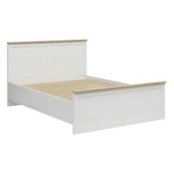Bed LOKSA 160 x 200, white andersen pine with grandson oak