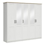 Wardrobe LOKSA 240 cm, 2 doors, white andersen pine with grandson oak
