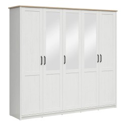 Wardrobe LOKSA 240 cm, 2 doors, white andersen pine with grandson oak