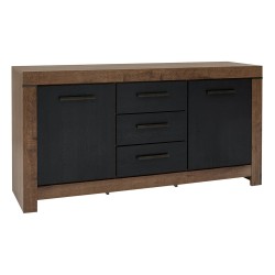 Chest of drawers BALIN 160 cm, 2 doors and 3 drawers, monastery oak with black oak
