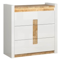 Комод ALAMEDA 97 см, 3 ящика, белый глянец с дубом