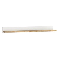 Wall shelf ALAMEDA 147 cm, white high gloss with oak